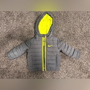 Nike Boy’s Gray Jacket with Neon Yellow Lining
